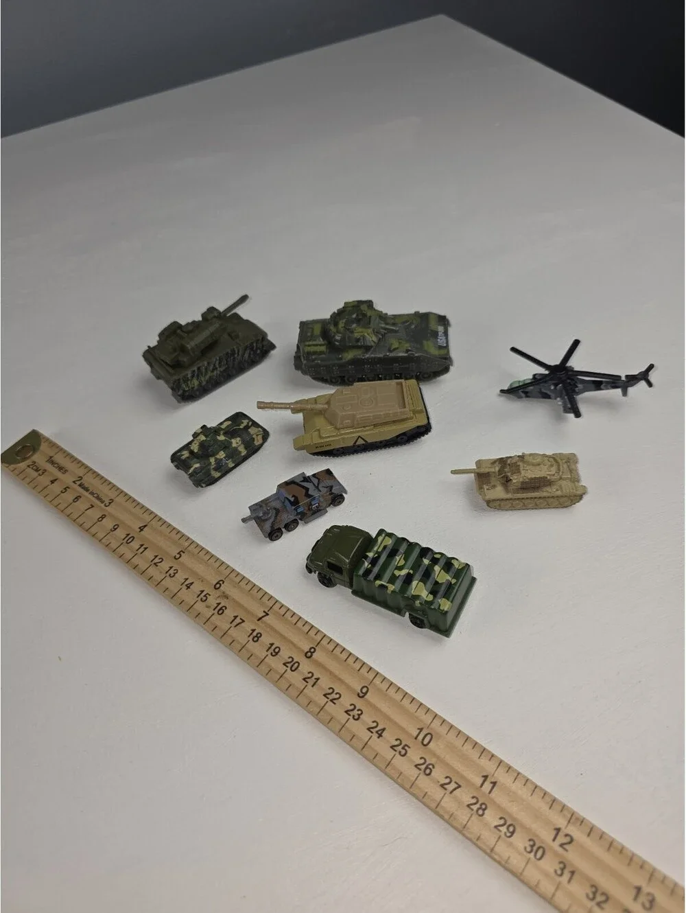 Lot Of 8 Vintage Micro Machines & Other Military Vehicles Tank Helicopter Trucks